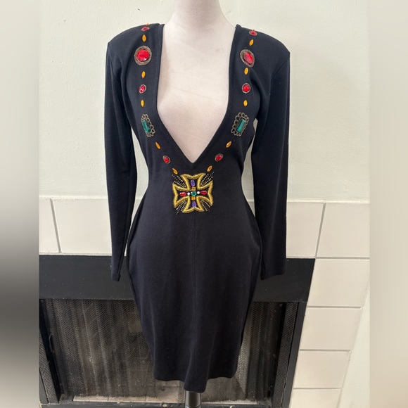Dresses & Skirts - VTG Fusion Brand Black Embellished Dress